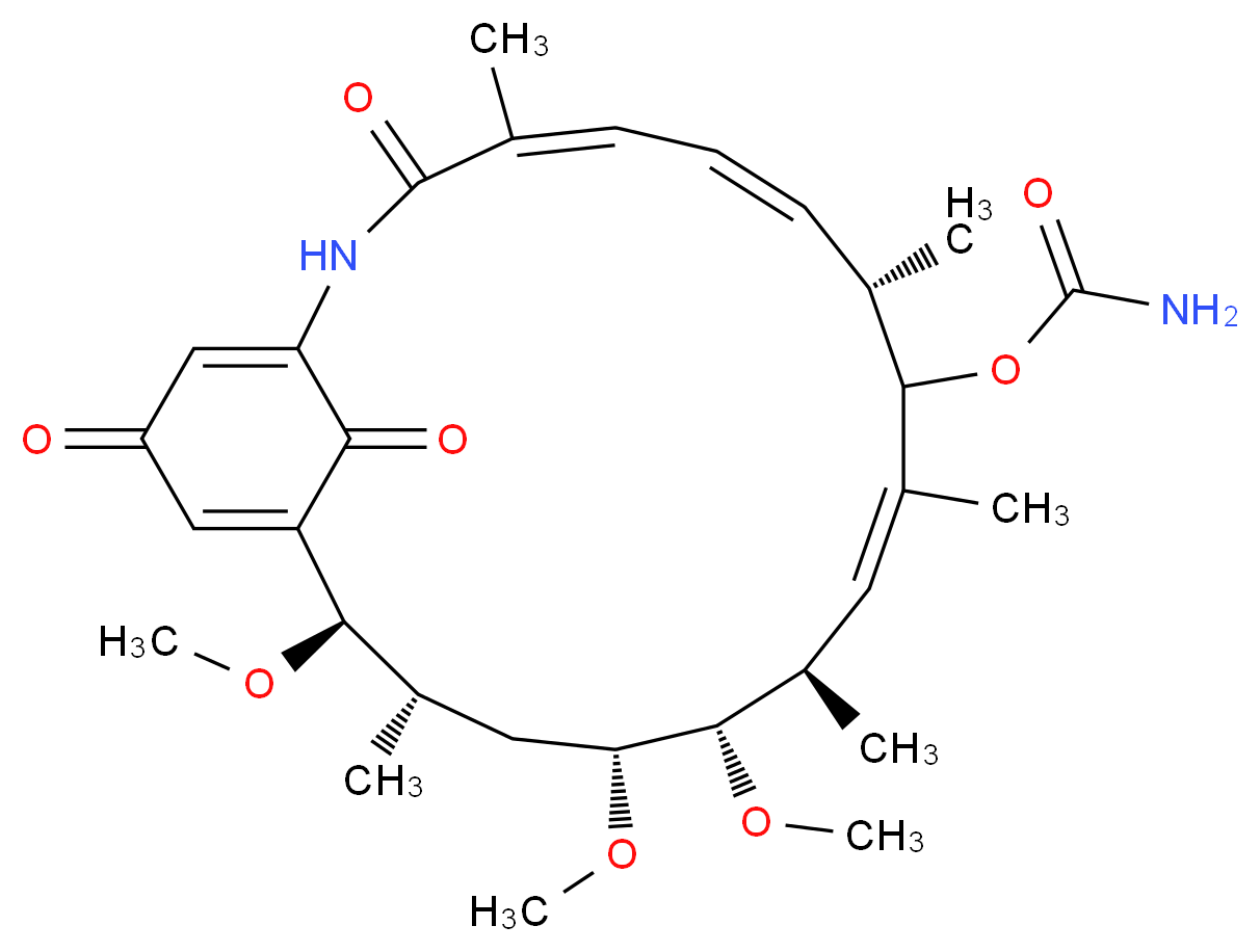 (4E,6Z,8S,10E,12R,13S,14R,16S,17R)-13,14,17-trimethoxy-4,8,10,12,16-pentamethyl-3,20,22-trioxo-2-azabicyclo[16.3.1]docosa-1(21),4,6,10,18-pentaen-9-yl carbamate_分子结构_CAS_73341-72-7