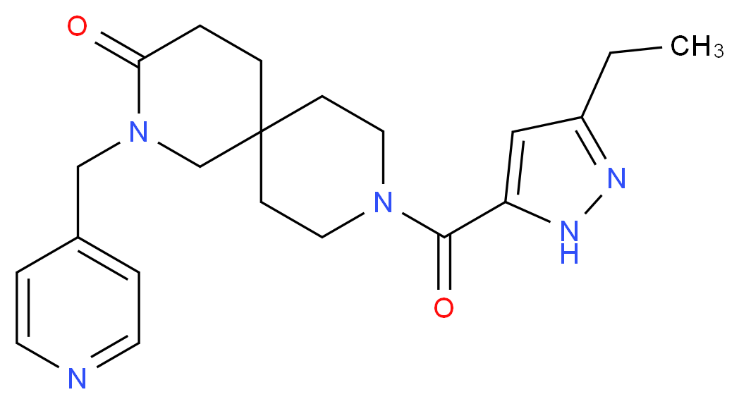 9-[(3-ethyl-1H-pyrazol-5-yl)carbonyl]-2-(pyridin-4-ylmethyl)-2,9-diazaspiro[5.5]undecan-3-one_分子结构_CAS_)