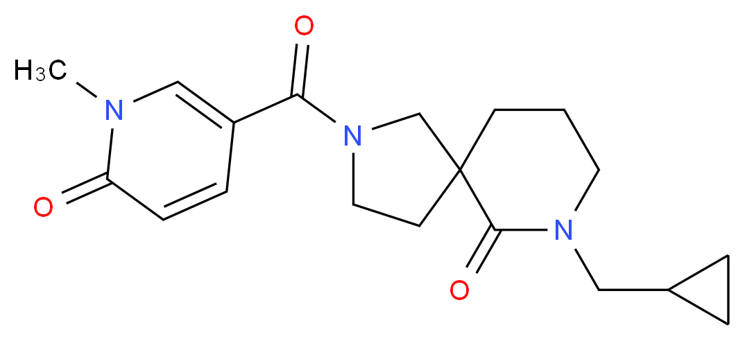 7-(cyclopropylmethyl)-2-[(1-methyl-6-oxo-1,6-dihydropyridin-3-yl)carbonyl]-2,7-diazaspiro[4.5]decan-6-one_分子结构_CAS_)