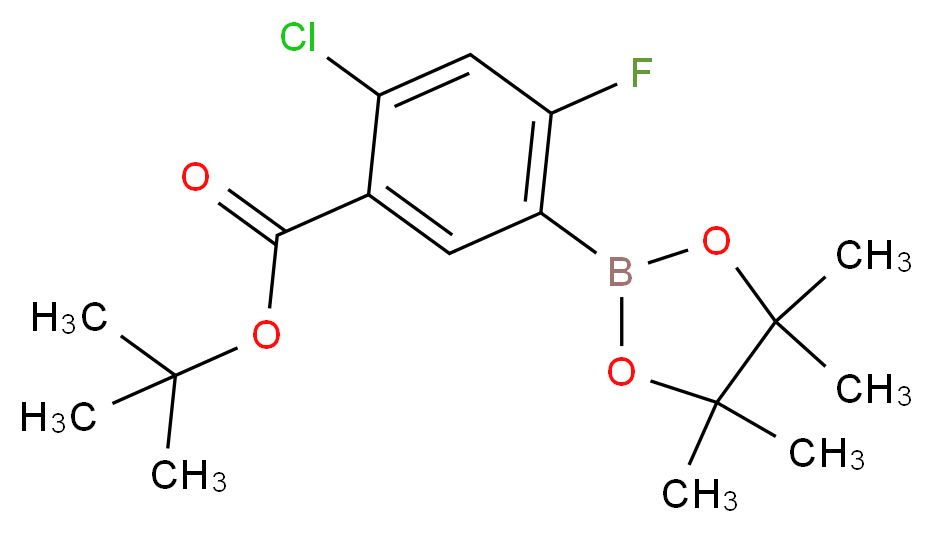 tert-butyl 2-chloro-4-fluoro-5-(tetramethyl-1,3,2-dioxaborolan-2-yl)benzoate_分子结构_CAS_1218789-89-9