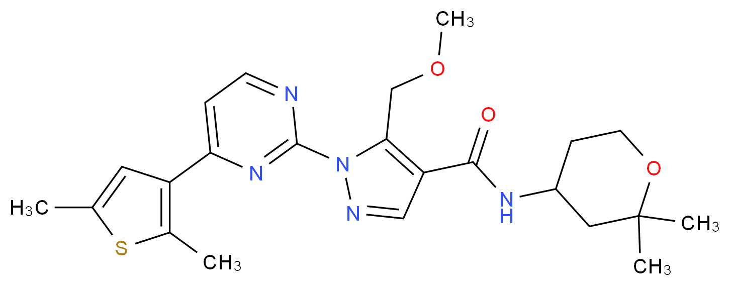 N-(2,2-dimethyltetrahydro-2H-pyran-4-yl)-1-[4-(2,5-dimethyl-3-thienyl)-2-pyrimidinyl]-5-(methoxymethyl)-1H-pyrazole-4-carboxamide_分子结构_CAS_)