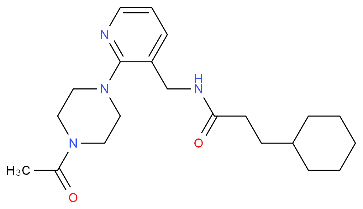 N-{[2-(4-acetyl-1-piperazinyl)-3-pyridinyl]methyl}-3-cyclohexylpropanamide_分子结构_CAS_)