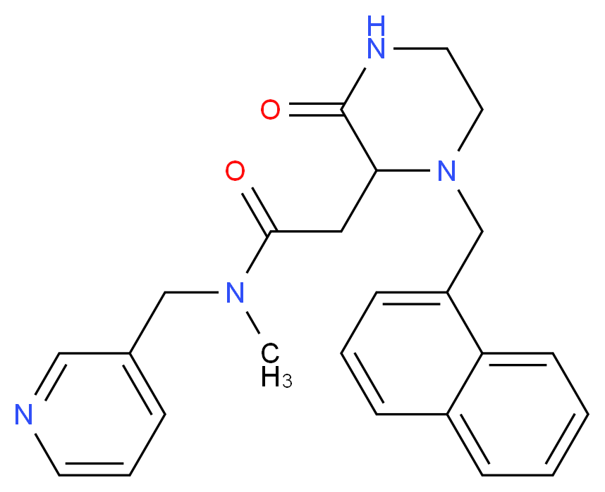 N-methyl-2-[1-(1-naphthylmethyl)-3-oxo-2-piperazinyl]-N-(3-pyridinylmethyl)acetamide_分子结构_CAS_)