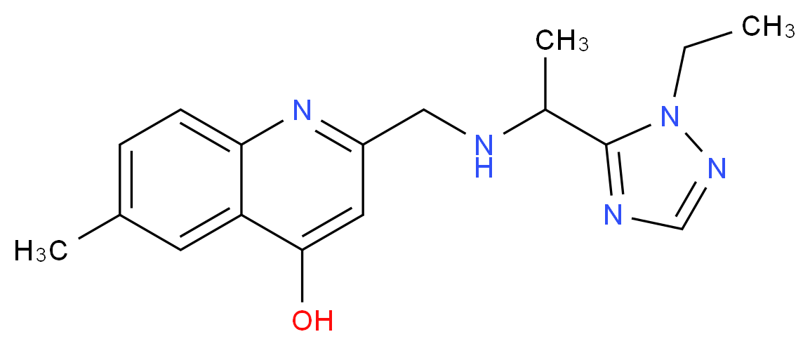 2-({[1-(1-ethyl-1H-1,2,4-triazol-5-yl)ethyl]amino}methyl)-6-methylquinolin-4-ol_分子结构_CAS_)