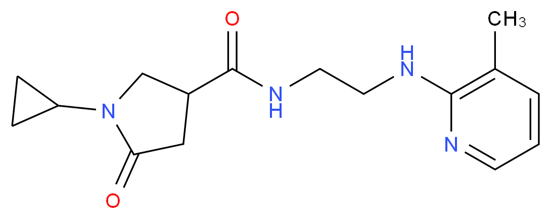 1-cyclopropyl-N-{2-[(3-methyl-2-pyridinyl)amino]ethyl}-5-oxo-3-pyrrolidinecarboxamide_分子结构_CAS_)