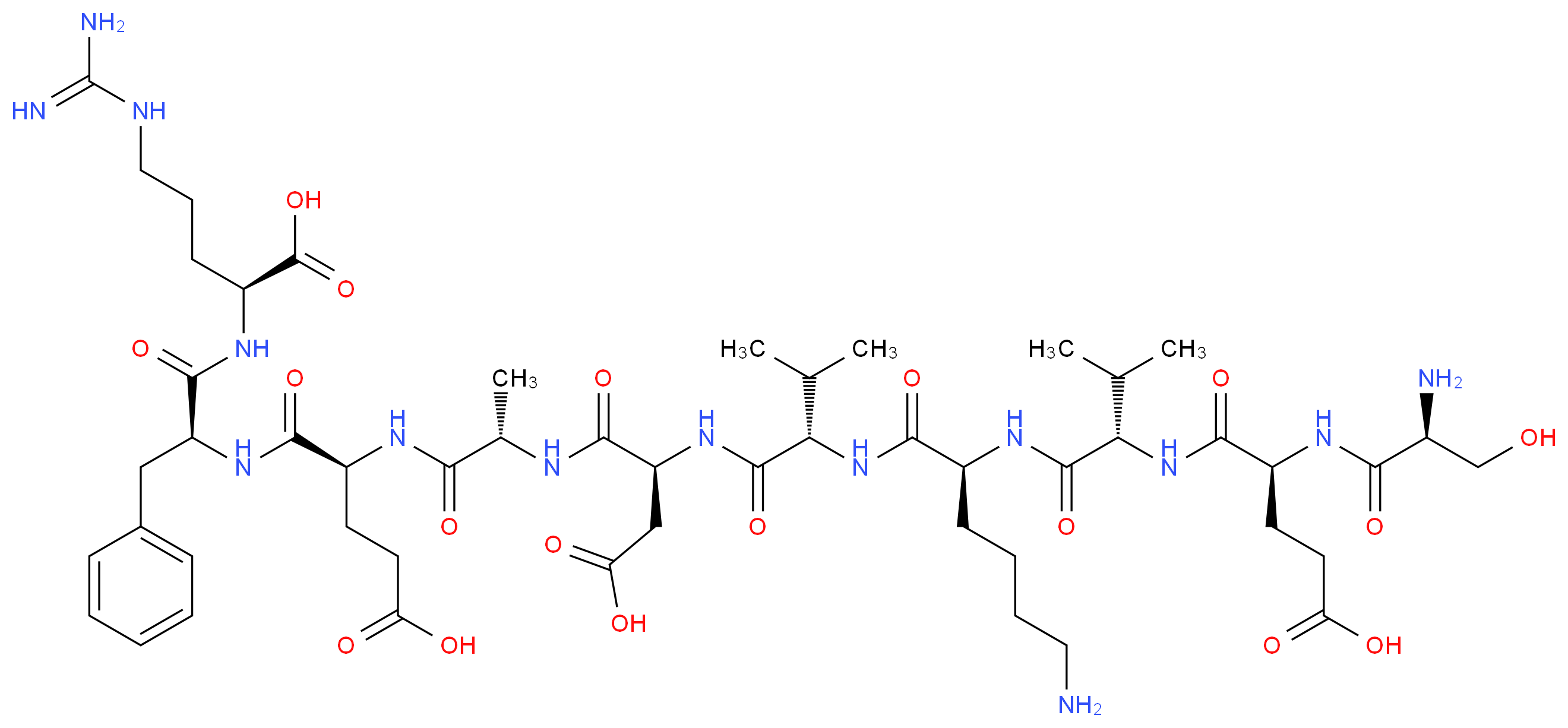 (2S)-2-[(2S)-2-[(2S)-2-[(2S)-2-[(2S)-2-[(2S)-2-[(2S)-6-amino-2-[(2S)-2-[(2S)-2-[(2S)-2-amino-3-hydroxypropanamido]-4-carboxybutanamido]-3-methylbutanamido]hexanamido]-3-methylbutanamido]-3-carboxypropanamido]propanamido]-4-carboxybutanamido]-3-phenylpropanamido]-5-carbamimidamidopentanoic acid_分子结构_CAS_252256-43-2