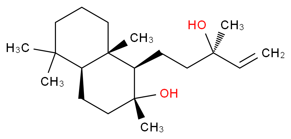 (1R,2R,4aS,8aS)-1-[(3R)-3-hydroxy-3-methylpent-4-en-1-yl]-2,5,5,8a-tetramethyl-decahydronaphthalen-2-ol_分子结构_CAS_515-03-7