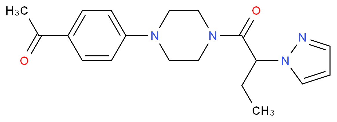 1-(4-{4-[2-(1H-pyrazol-1-yl)butanoyl]-1-piperazinyl}phenyl)ethanone_分子结构_CAS_)