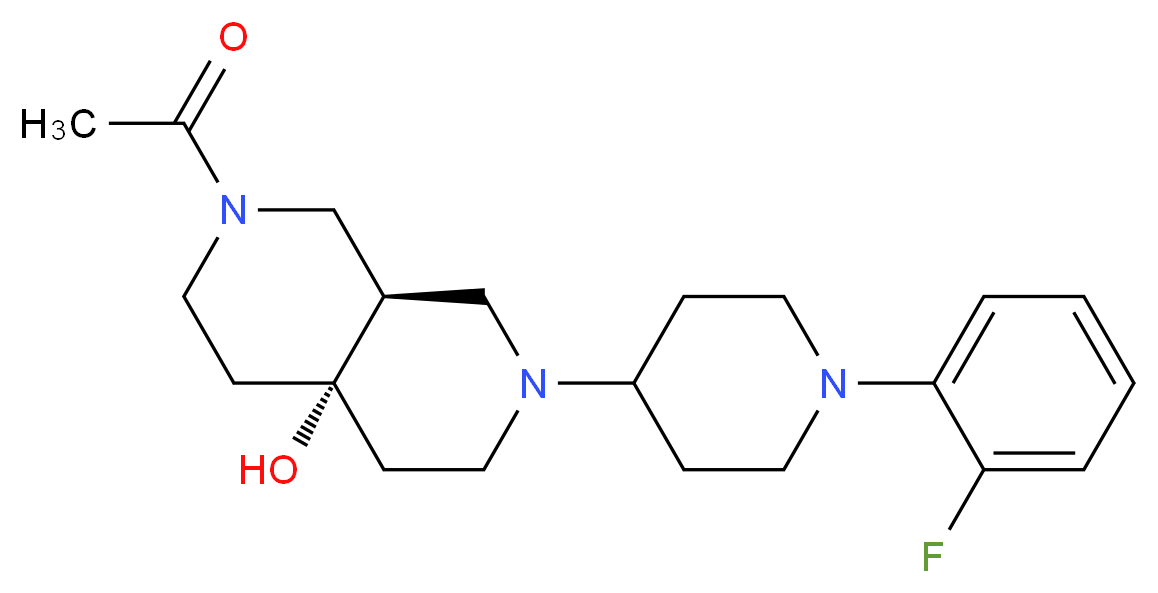 (4aR*,8aR*)-2-acetyl-7-[1-(2-fluorophenyl)piperidin-4-yl]octahydro-2,7-naphthyridin-4a(2H)-ol_分子结构_CAS_)
