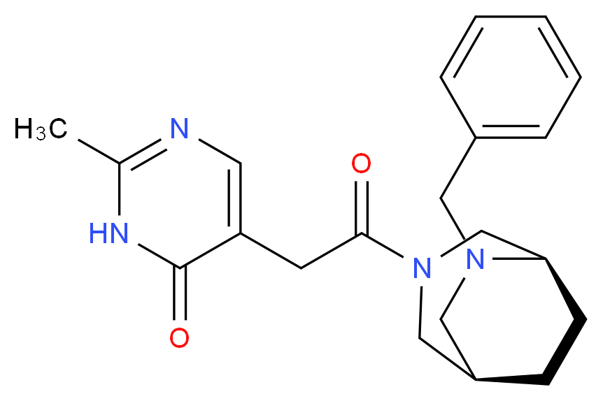 5-{2-[(1R*,5R*)-6-benzyl-3,6-diazabicyclo[3.2.2]non-3-yl]-2-oxoethyl}-2-methyl-4(3H)-pyrimidinone_分子结构_CAS_)