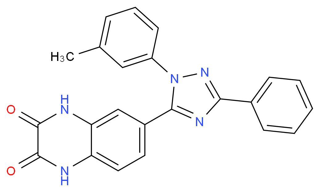 6-[1-(3-methylphenyl)-3-phenyl-1H-1,2,4-triazol-5-yl]-1,4-dihydroquinoxaline-2,3-dione_分子结构_CAS_)