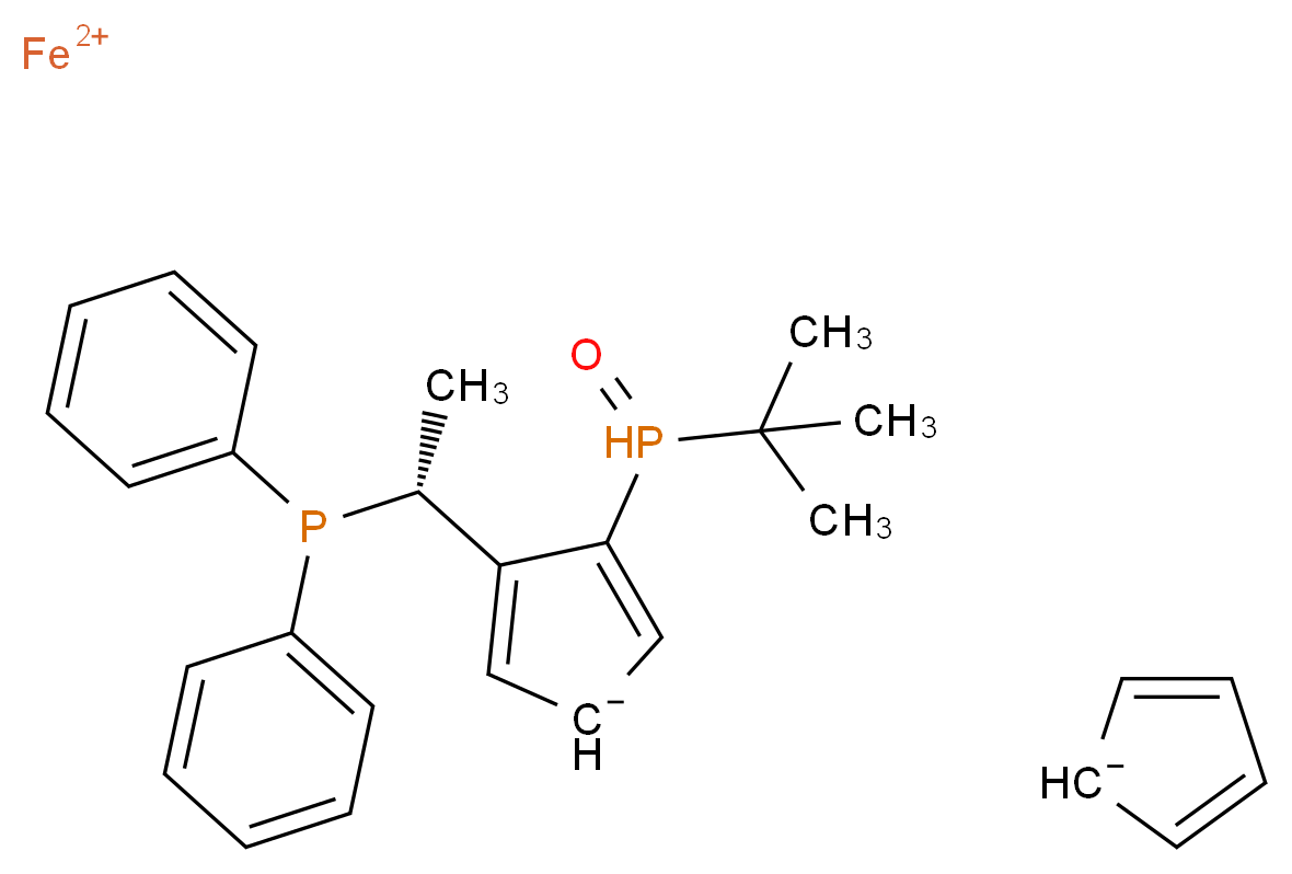 (SP)-1-[(R)-tert-Butylphosphinoyl]-2-[(R)-1-(diphenylphosphino)ethyl]ferrocene_分子结构_CAS_1221745-90-9)