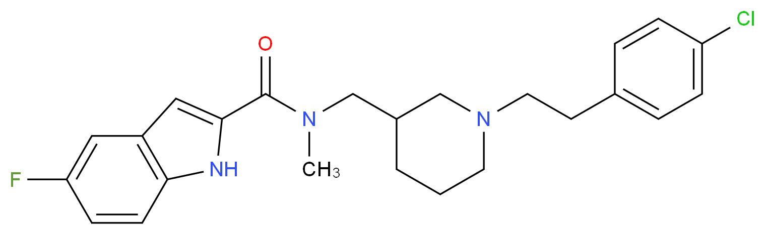 N-({1-[2-(4-chlorophenyl)ethyl]-3-piperidinyl}methyl)-5-fluoro-N-methyl-1H-indole-2-carboxamide_分子结构_CAS_)