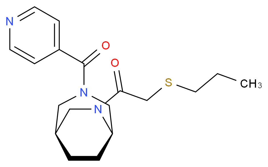 (1S*,5R*)-3-isonicotinoyl-6-[(propylthio)acetyl]-3,6-diazabicyclo[3.2.2]nonane_分子结构_CAS_)