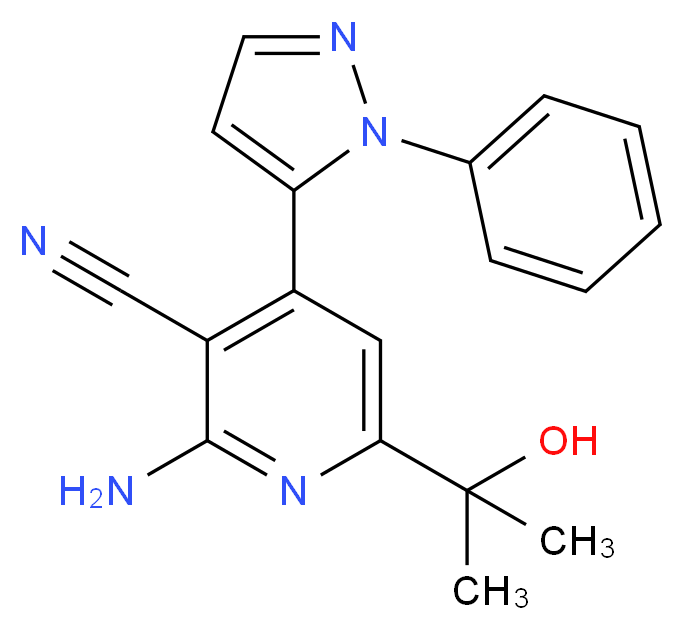 2-amino-6-(1-hydroxy-1-methylethyl)-4-(1-phenyl-1H-pyrazol-5-yl)nicotinonitrile_分子结构_CAS_)