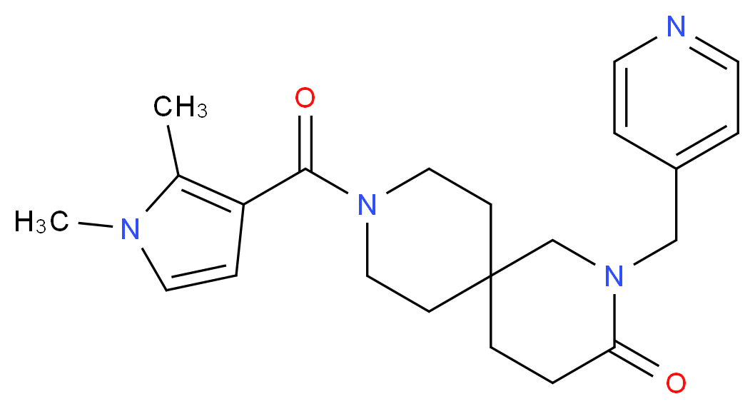 9-[(1,2-dimethyl-1H-pyrrol-3-yl)carbonyl]-2-(pyridin-4-ylmethyl)-2,9-diazaspiro[5.5]undecan-3-one_分子结构_CAS_)