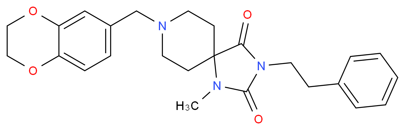 8-(2,3-dihydro-1,4-benzodioxin-6-ylmethyl)-1-methyl-3-(2-phenylethyl)-1,3,8-triazaspiro[4.5]decane-2,4-dione_分子结构_CAS_)