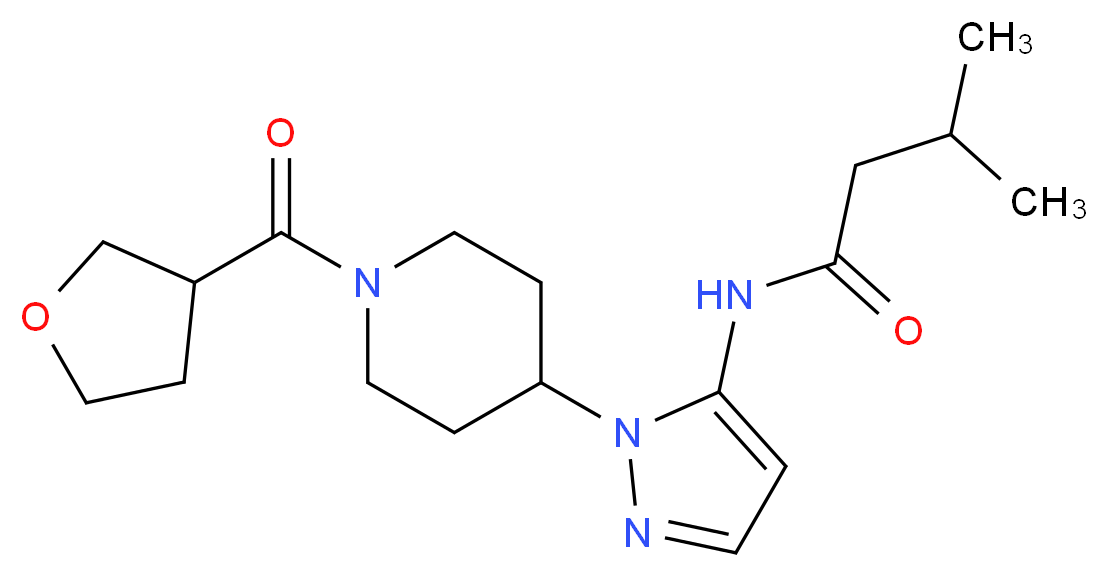 3-methyl-N-{1-[1-(tetrahydro-3-furanylcarbonyl)-4-piperidinyl]-1H-pyrazol-5-yl}butanamide_分子结构_CAS_)