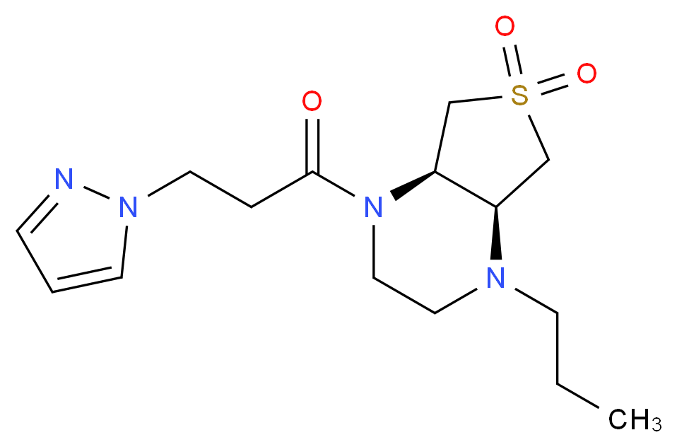 (4aR*,7aS*)-1-propyl-4-[3-(1H-pyrazol-1-yl)propanoyl]octahydrothieno[3,4-b]pyrazine 6,6-dioxide_分子结构_CAS_)