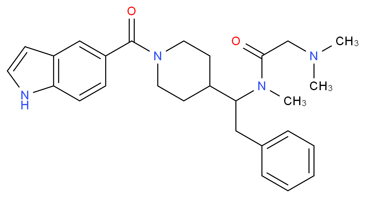 N~1~-{1-[1-(1H-indol-5-ylcarbonyl)-4-piperidinyl]-2-phenylethyl}-N~1~,N~2~,N~2~-trimethylglycinamide_分子结构_CAS_)