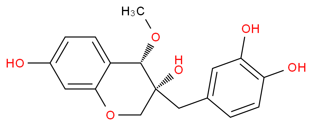 (3R,4S)-3-[(3,4-dihydroxyphenyl)methyl]-4-methoxy-3,4-dihydro-2H-1-benzopyran-3,7-diol_分子结构_CAS_104778-16-7