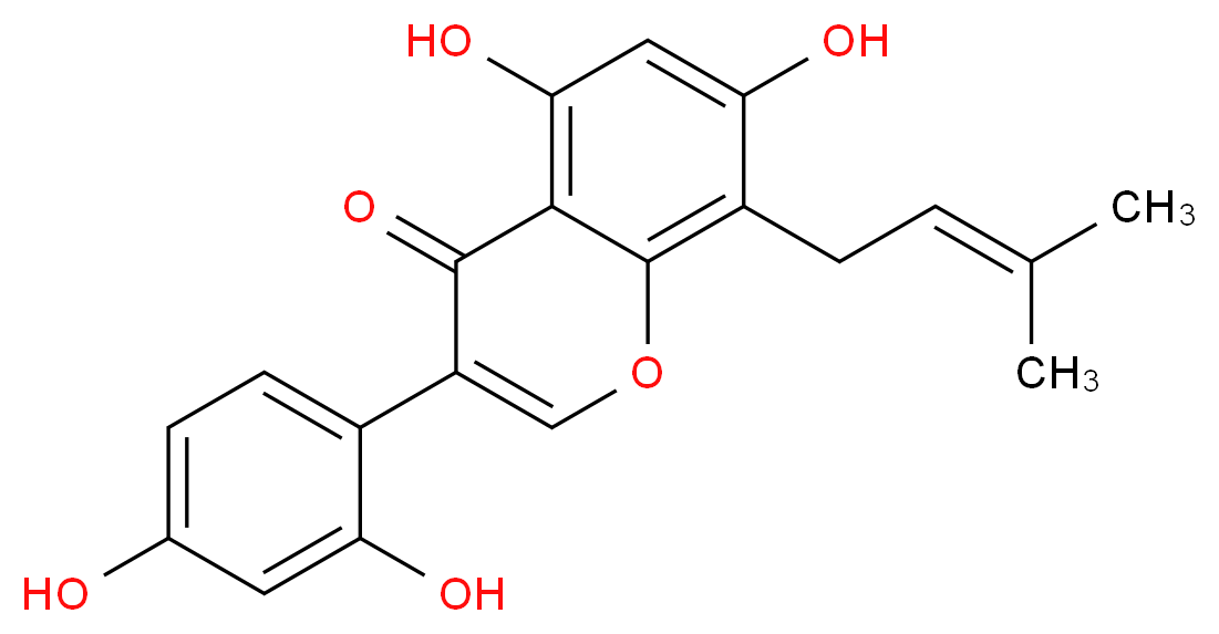 3-(2,4-dihydroxyphenyl)-5,7-dihydroxy-8-(3-methylbut-2-en-1-yl)-4H-chromen-4-one_分子结构_CAS_74161-25-4