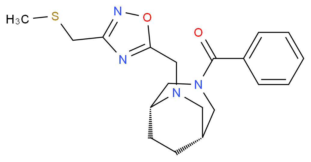(1R*,5R*)-3-benzoyl-6-({3-[(methylthio)methyl]-1,2,4-oxadiazol-5-yl}methyl)-3,6-diazabicyclo[3.2.2]nonane_分子结构_CAS_)