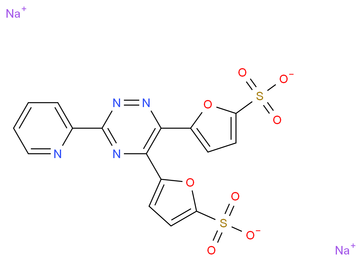3-(2-吡啶基)-5,6-二(2-呋喃基)-1,2,4-三嗪-5′,5′′-二磺酸 二钠盐_分子结构_CAS_79551-14-7)