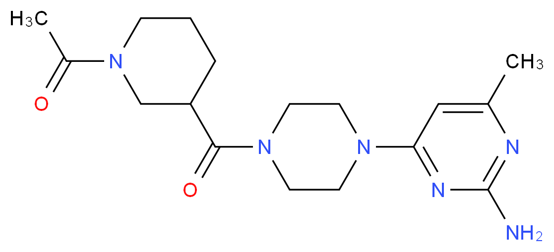 4-{4-[(1-acetyl-3-piperidinyl)carbonyl]-1-piperazinyl}-6-methyl-2-pyrimidinamine_分子结构_CAS_)