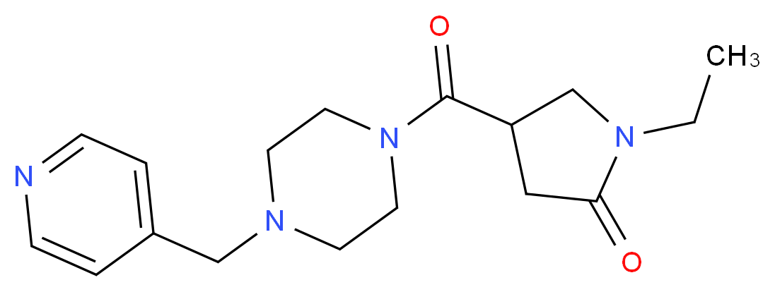 1-ethyl-4-{[4-(4-pyridinylmethyl)-1-piperazinyl]carbonyl}-2-pyrrolidinone_分子结构_CAS_)