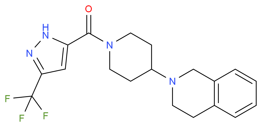 2-(1-{[3-(trifluoromethyl)-1H-pyrazol-5-yl]carbonyl}-4-piperidinyl)-1,2,3,4-tetrahydroisoquinoline_分子结构_CAS_)