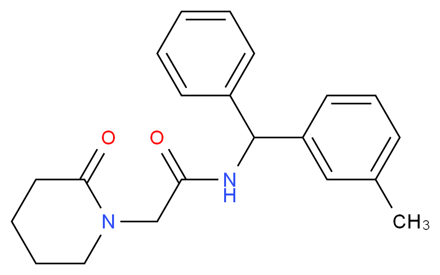 N-[(3-methylphenyl)(phenyl)methyl]-2-(2-oxopiperidin-1-yl)acetamide_分子结构_CAS_)