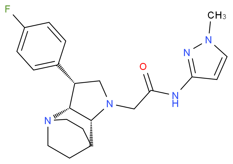 2-[(3R*,3aR*,7aR*)-3-(4-fluorophenyl)hexahydro-4,7-ethanopyrrolo[3,2-b]pyridin-1(2H)-yl]-N-(1-methyl-1H-pyrazol-3-yl)acetamide_分子结构_CAS_)
