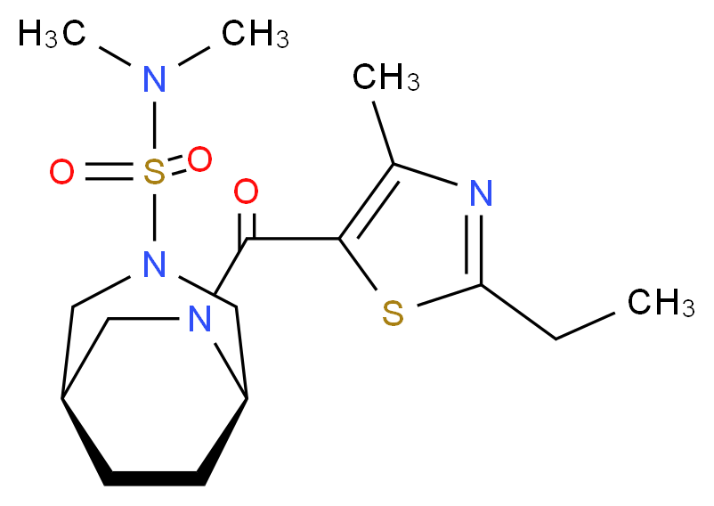 (1R*,5R*)-6-[(2-ethyl-4-methyl-1,3-thiazol-5-yl)carbonyl]-N,N-dimethyl-3,6-diazabicyclo[3.2.2]nonane-3-sulfonamide_分子结构_CAS_)