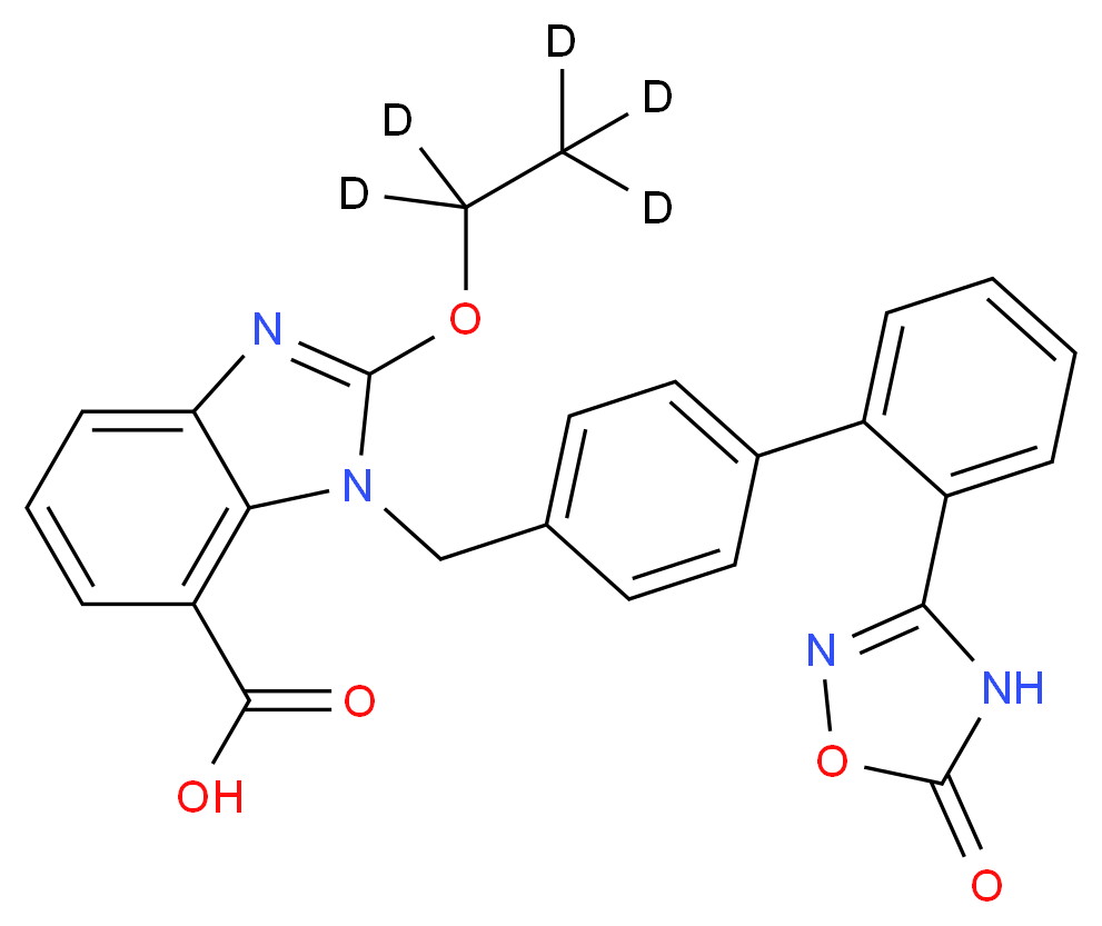 2-(<sup>2</sup>H<sub>5</sub>)ethoxy-1-({4-[2-(5-oxo-4,5-dihydro-1,2,4-oxadiazol-3-yl)phenyl]phenyl}methyl)-1H-1,3-benzodiazole-7-carboxylic acid_分子结构_CAS_1346599-45-8