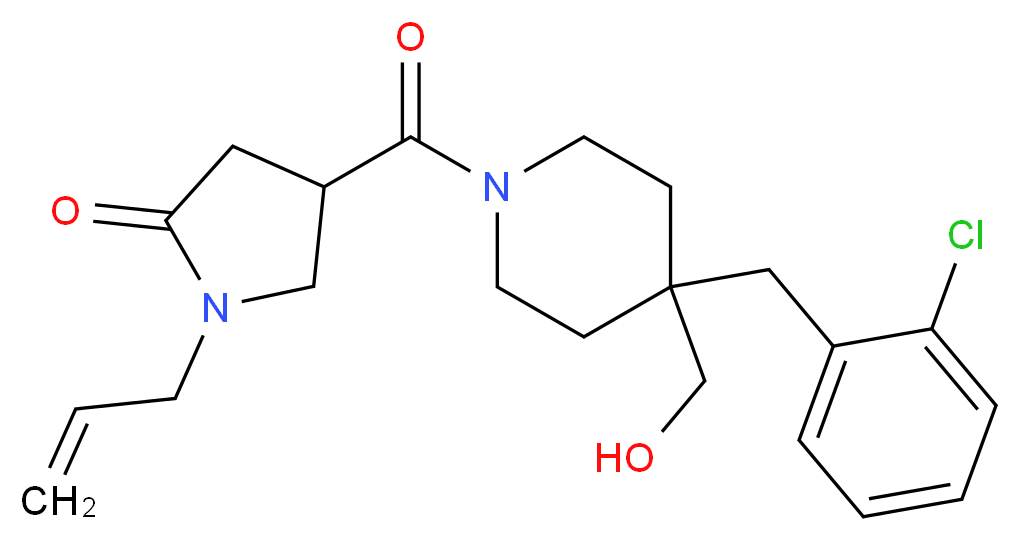 1-allyl-4-{[4-(2-chlorobenzyl)-4-(hydroxymethyl)-1-piperidinyl]carbonyl}-2-pyrrolidinone_分子结构_CAS_)