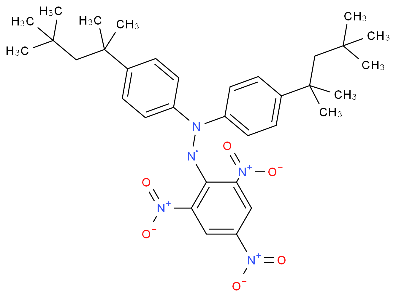 2,2-bis[4-(2,4,4-trimethylpentan-2-yl)phenyl]-1-(2,4,6-trinitrophenyl)hydrazin-1-yl_分子结构_CAS_84077-81-6