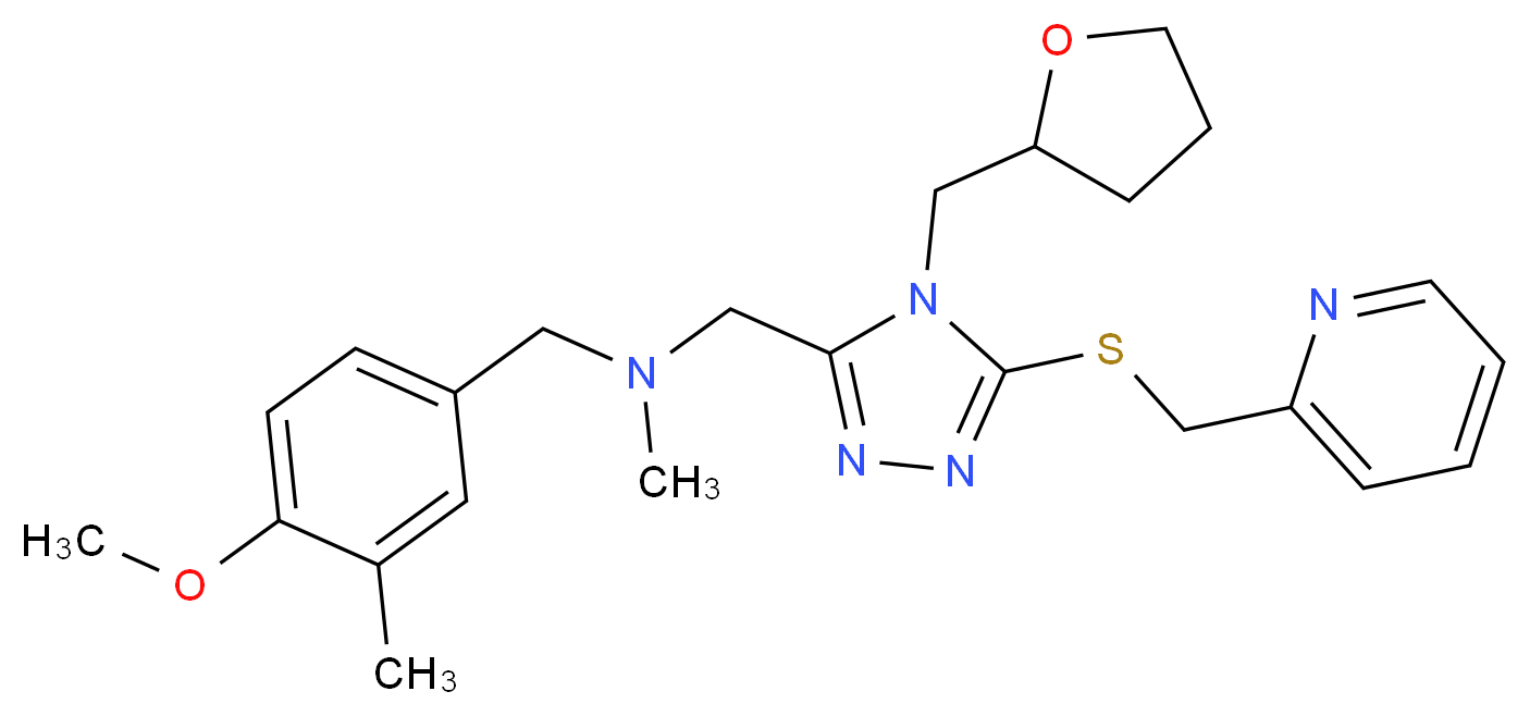 (4-methoxy-3-methylbenzyl)methyl{[5-[(2-pyridinylmethyl)thio]-4-(tetrahydro-2-furanylmethyl)-4H-1,2,4-triazol-3-yl]methyl}amine_分子结构_CAS_)