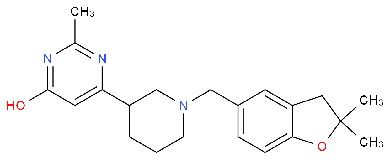 6-{1-[(2,2-dimethyl-2,3-dihydro-1-benzofuran-5-yl)methyl]-3-piperidinyl}-2-methyl-4-pyrimidinol_分子结构_CAS_)