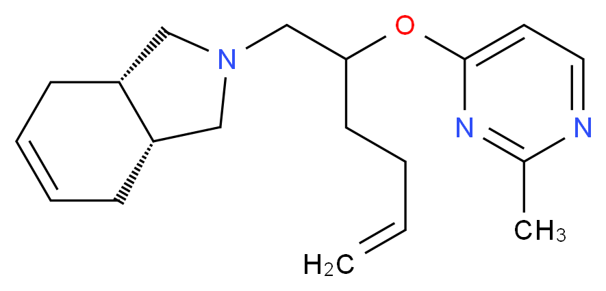 (3aR*,7aS*)-2-{2-[(2-methylpyrimidin-4-yl)oxy]hex-5-en-1-yl}-2,3,3a,4,7,7a-hexahydro-1H-isoindole_分子结构_CAS_)