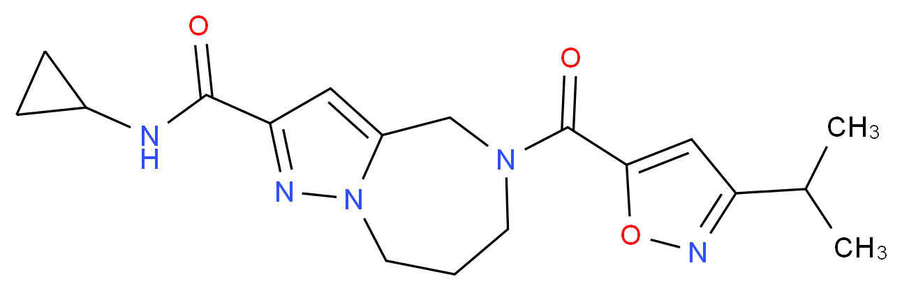 N-cyclopropyl-5-[(3-isopropylisoxazol-5-yl)carbonyl]-5,6,7,8-tetrahydro-4H-pyrazolo[1,5-a][1,4]diazepine-2-carboxamide_分子结构_CAS_)