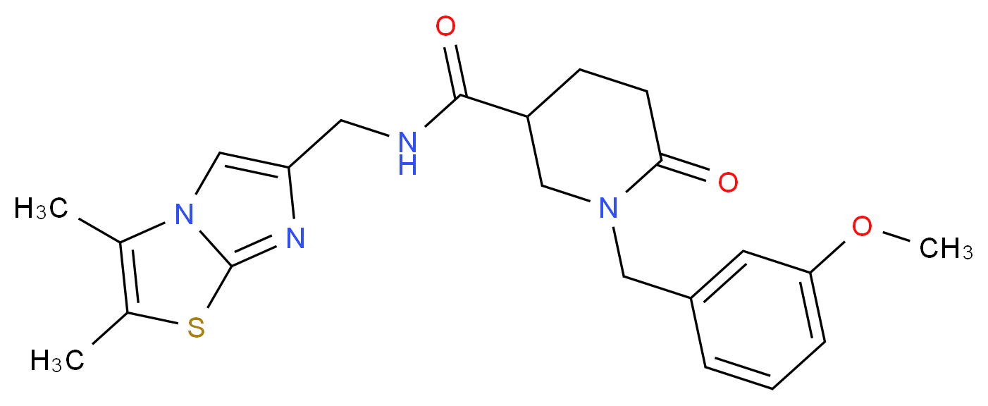 N-[(2,3-dimethylimidazo[2,1-b][1,3]thiazol-6-yl)methyl]-1-(3-methoxybenzyl)-6-oxo-3-piperidinecarboxamide_分子结构_CAS_)
