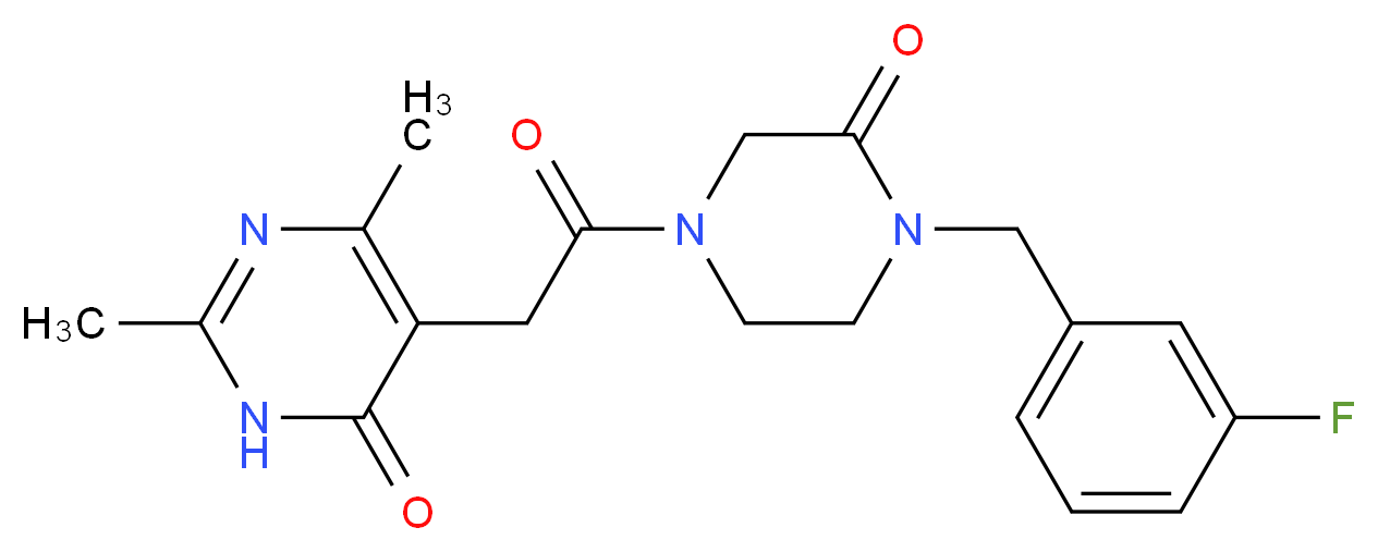 5-{2-[4-(3-fluorobenzyl)-3-oxo-1-piperazinyl]-2-oxoethyl}-2,6-dimethyl-4(3H)-pyrimidinone_分子结构_CAS_)