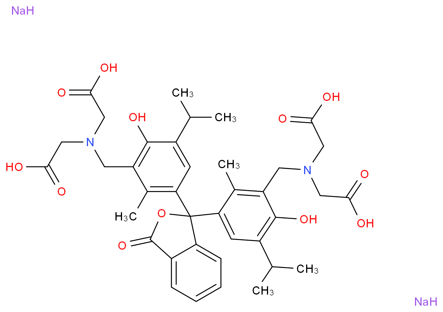 2-[({3-[1-(3-{[bis(carboxymethyl)amino]methyl}-4-hydroxy-2-methyl-5-(propan-2-yl)phenyl)-3-oxo-1,3-dihydro-2-benzofuran-1-yl]-6-hydroxy-2-methyl-5-(propan-2-yl)phenyl}methyl)(carboxymethyl)amino]acetic acid disodium_分子结构_CAS_85409-48-9