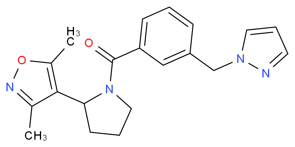 3,5-dimethyl-4-{1-[3-(1H-pyrazol-1-ylmethyl)benzoyl]pyrrolidin-2-yl}isoxazole_分子结构_CAS_)