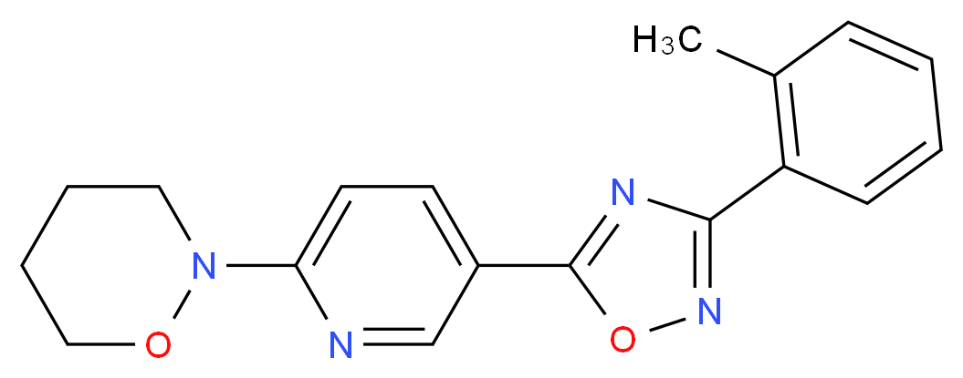 2-{5-[3-(2-methylphenyl)-1,2,4-oxadiazol-5-yl]-2-pyridinyl}-1,2-oxazinane_分子结构_CAS_)