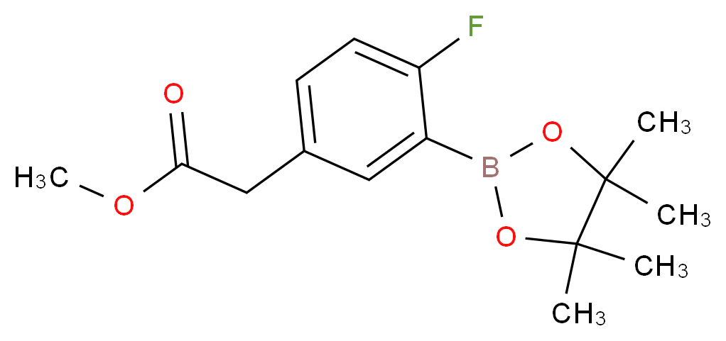 methyl 2-[4-fluoro-3-(tetramethyl-1,3,2-dioxaborolan-2-yl)phenyl]acetate_分子结构_CAS_944317-66-2