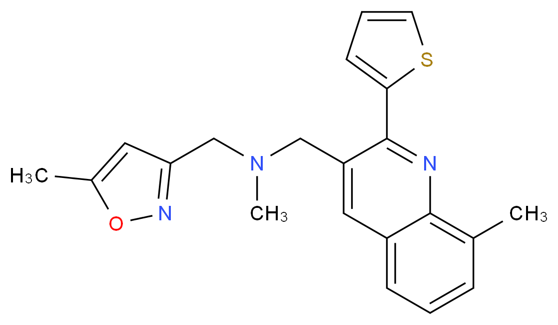 N-methyl-1-(5-methyl-3-isoxazolyl)-N-{[8-methyl-2-(2-thienyl)-3-quinolinyl]methyl}methanamine_分子结构_CAS_)
