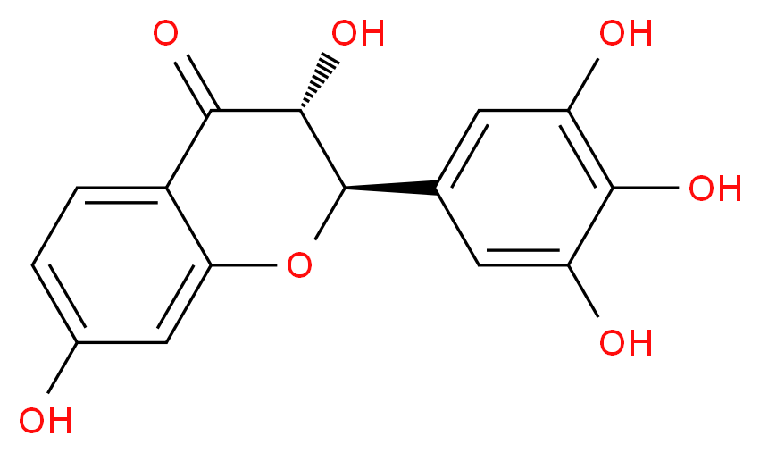 (2R,3R)-3,7-dihydroxy-2-(3,4,5-trihydroxyphenyl)-3,4-dihydro-2H-1-benzopyran-4-one_分子结构_CAS_4382-33-6