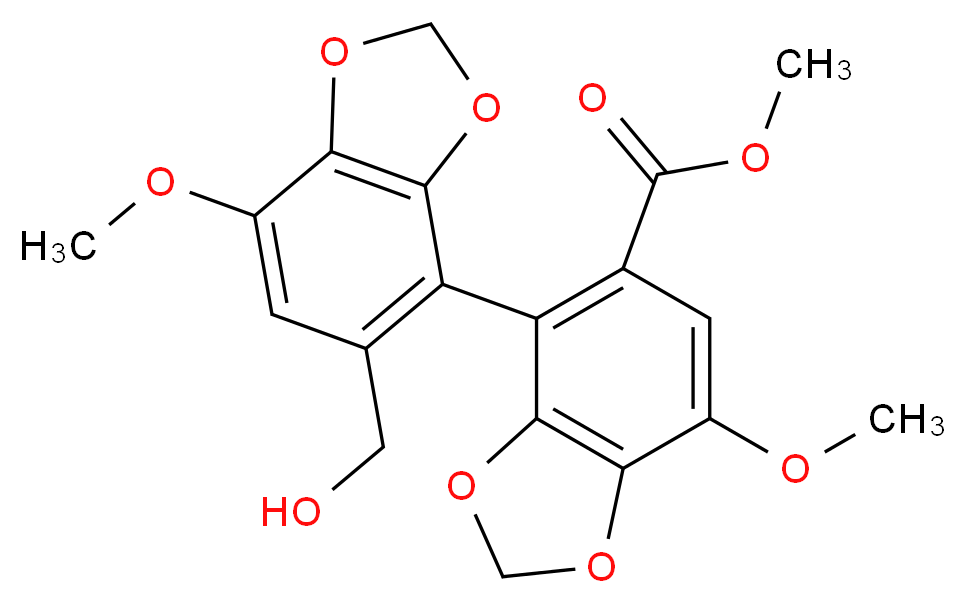 methyl 4-[5-(hydroxymethyl)-7-methoxy-2H-1,3-benzodioxol-4-yl]-7-methoxy-2H-1,3-benzodioxole-5-carboxylate_分子结构_CAS_118159-48-1